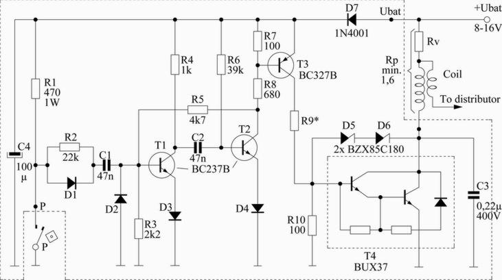 Electronic Car Ignition Circuit, Automotive car and ... yamaha moto 4 350 starter wiring diagram 